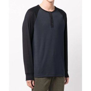 NEW Theory Color Blocked Raglan Sleeve Henley Shirt Large